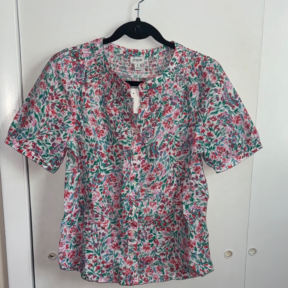 J. Crew Floral Blouse - Red and Green